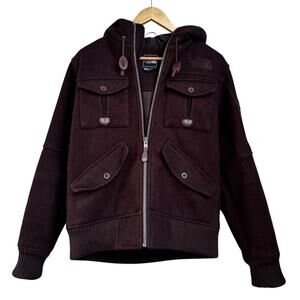 The North Face Buckeye Bomber Jacket Men's Size S Brown Wool Hooded